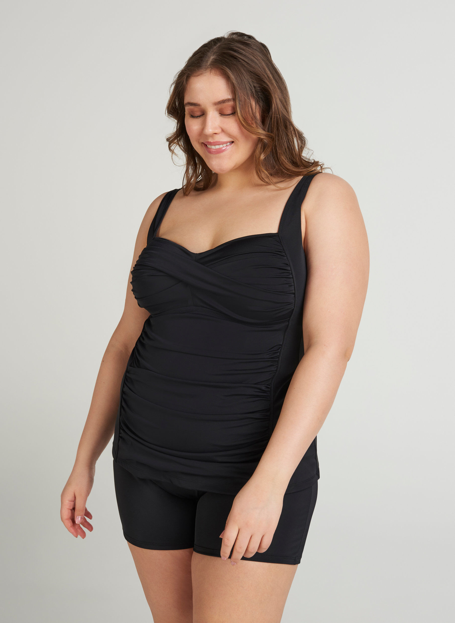 Zizzi Tankini med draperinger, Sort, Model image number 1