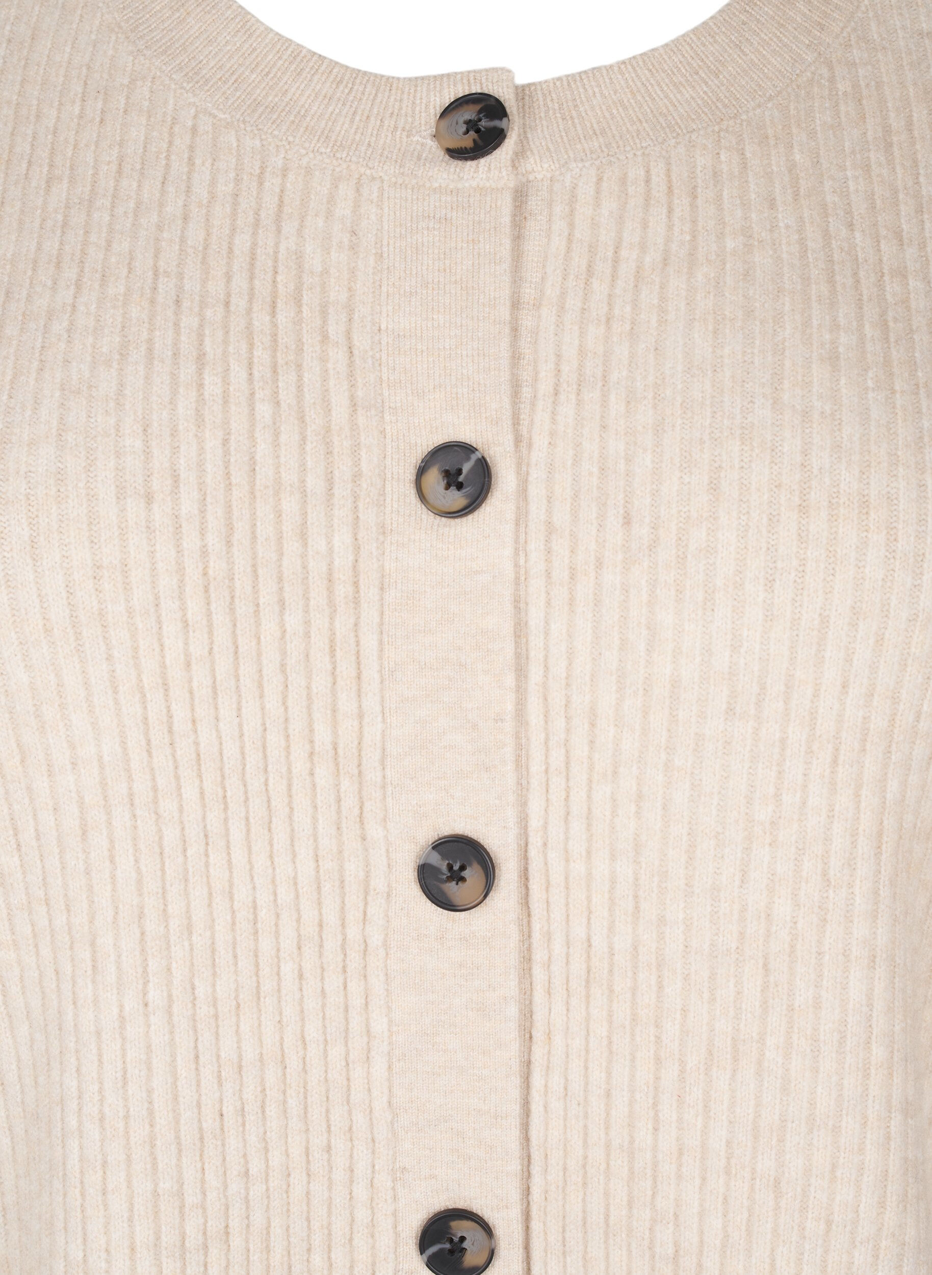 Zizzi Ribstrikket cardigan med knapper, Beige, Packshot image number 2