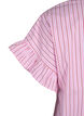 Stribet bluse med peplum og flæsedetaljer, Pink Red Stripe, Packshot image number 3