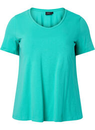 Ensfarvet basis t-shirt i bomuld, Aqua Green