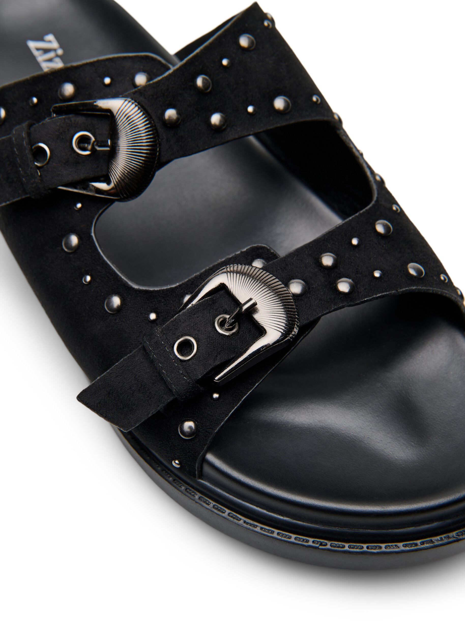 Zizzi Wide fit - Sandal med nitter, Sort, Packshot image number 3