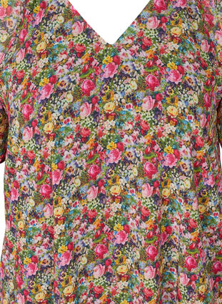 Kortærmet tunika med blomsterprint, Pink Flower AOP, Packshot image number 2