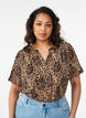 Bluse med korte &aelig;rmer og v-udsk&aelig;ring , Brun, Model image number 0