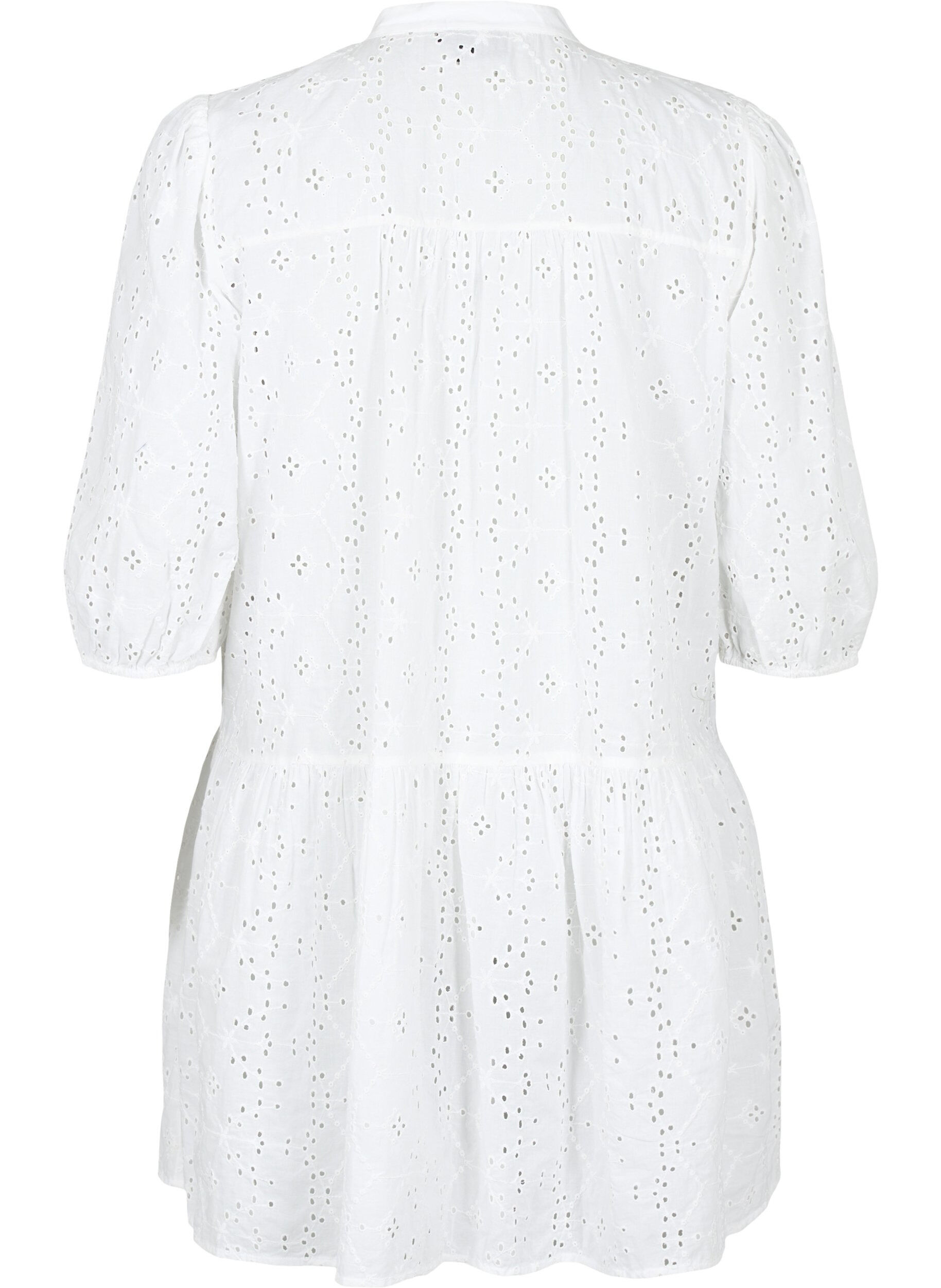 Zizzi Broderi anglaise skjortekjole i bomuld, Bright White, Packshot image number 1