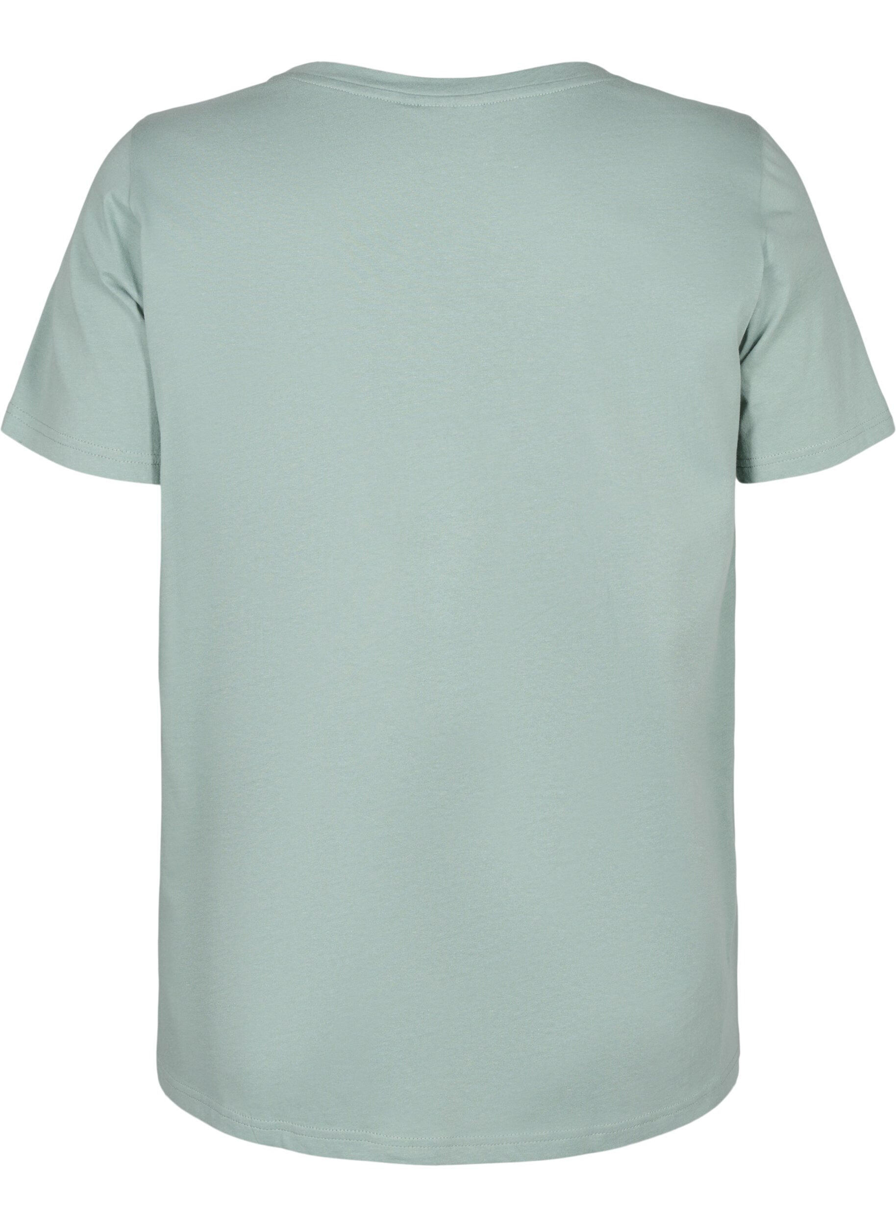 Zizzi Bomulds t-shirt med motiv, Ch. Green w. Face, Packshot image number 1
