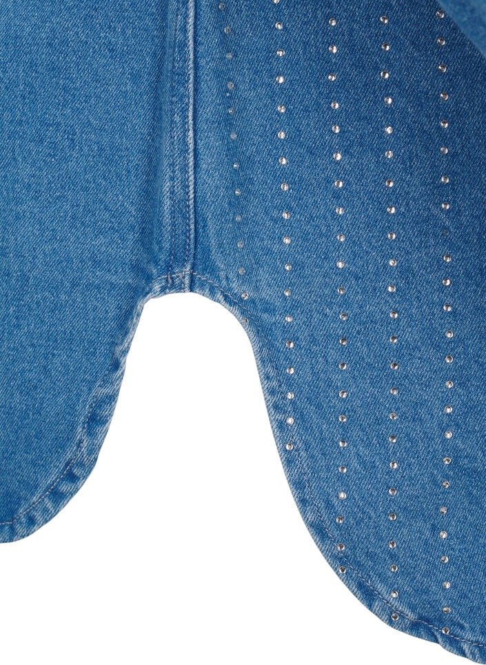 Denimskjorte med rhinesten, Light Blue Denim, Packshot image number 3
