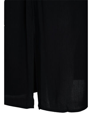 Viskose midi nederdel med slids, Black, Packshot image number 3