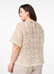 Crochet bluse med korte ærmer, Beige, Model image number 2
