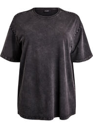 Sporty t-shirt i bomuld med washed effekt, Sort