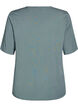 Kort&aelig;rmet v&aelig;vet bluse med rund hals, Gr&oslash;n, Packshot image number 1