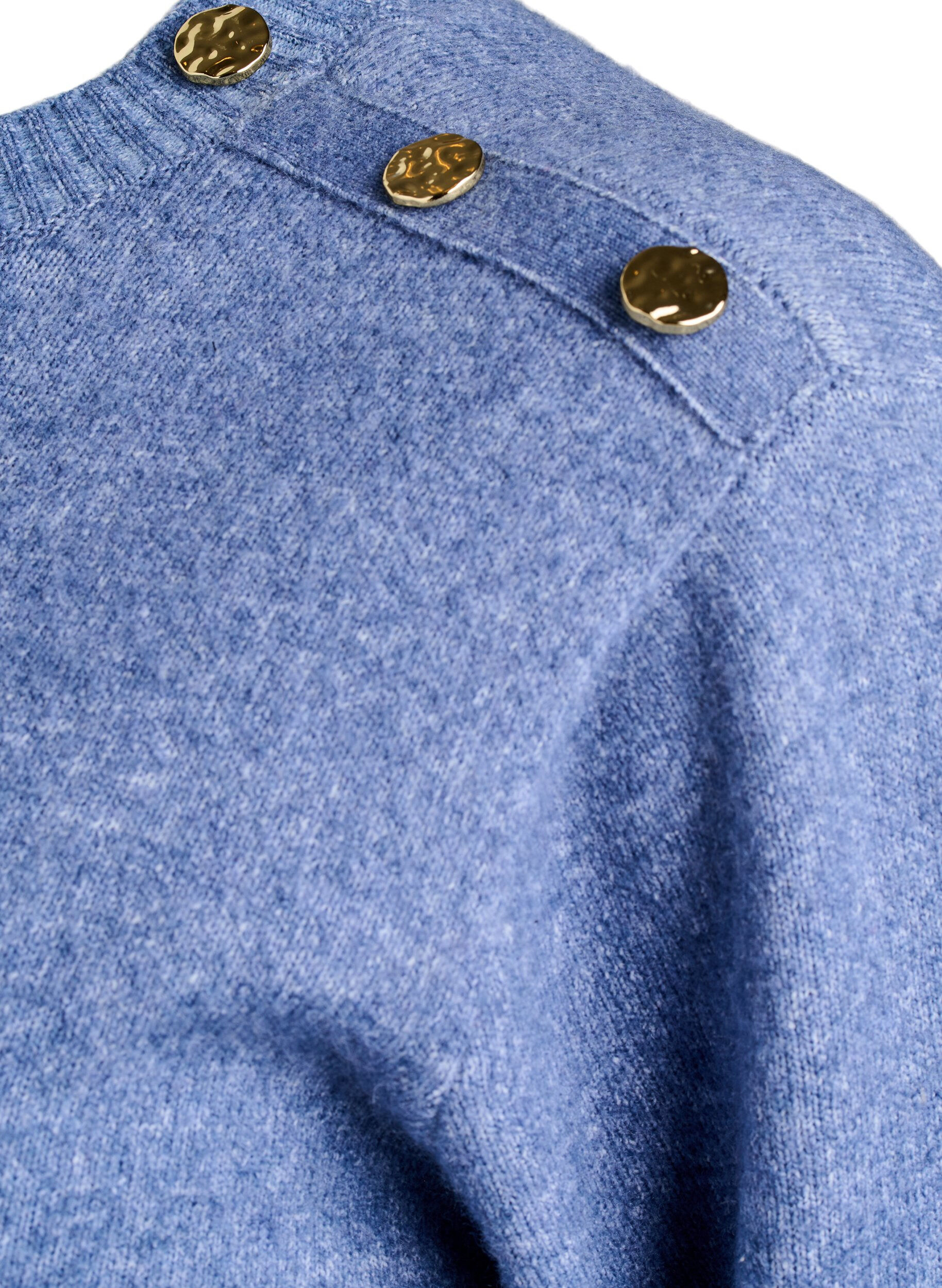 ZizziStrikbluse med knapdetalje, Bl&aring;, Packshot image number 3