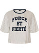 Boxy T-shirt med striber og statement-print, Hvid, Packshot image number 0