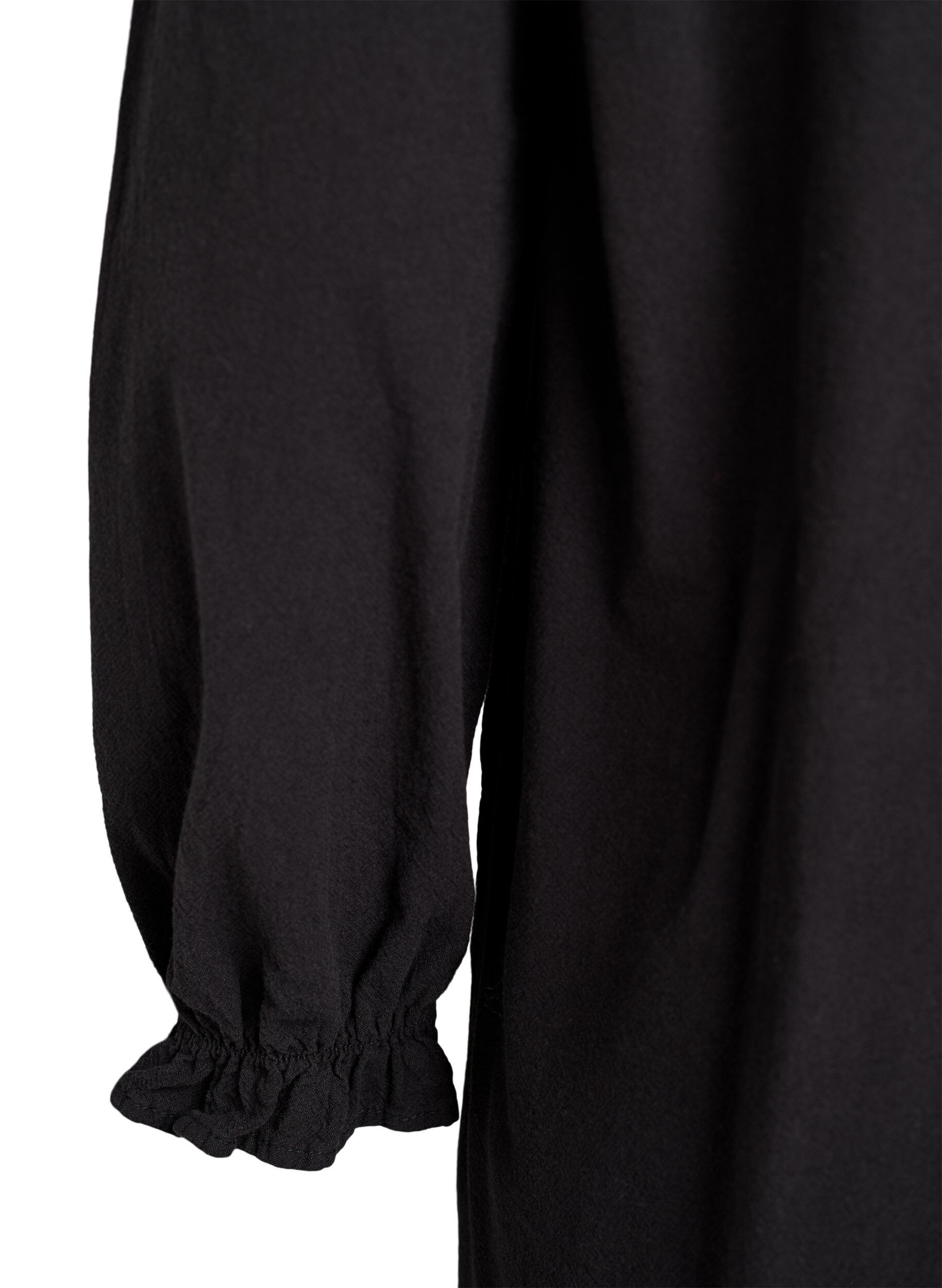 Zizzi Kort bomuldskjole med v-udsk&aelig;ring, Sort, Packshot image number 3