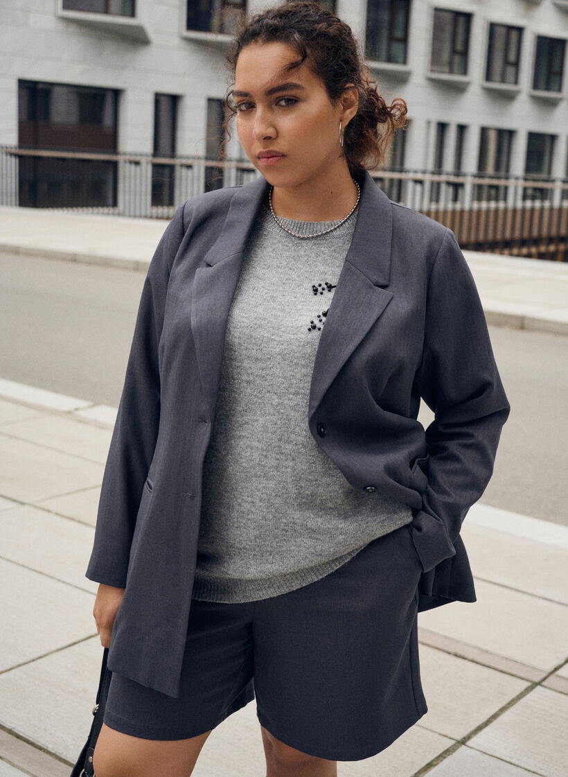 Bermudashorts i habitstil med lommer, Grå, Image