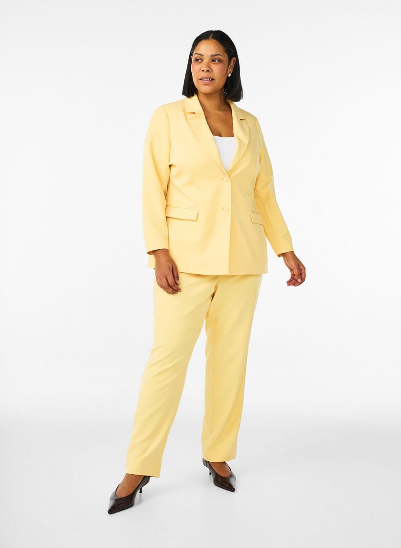Klassisk blazer med knaplukning, Gul, Model image number 1