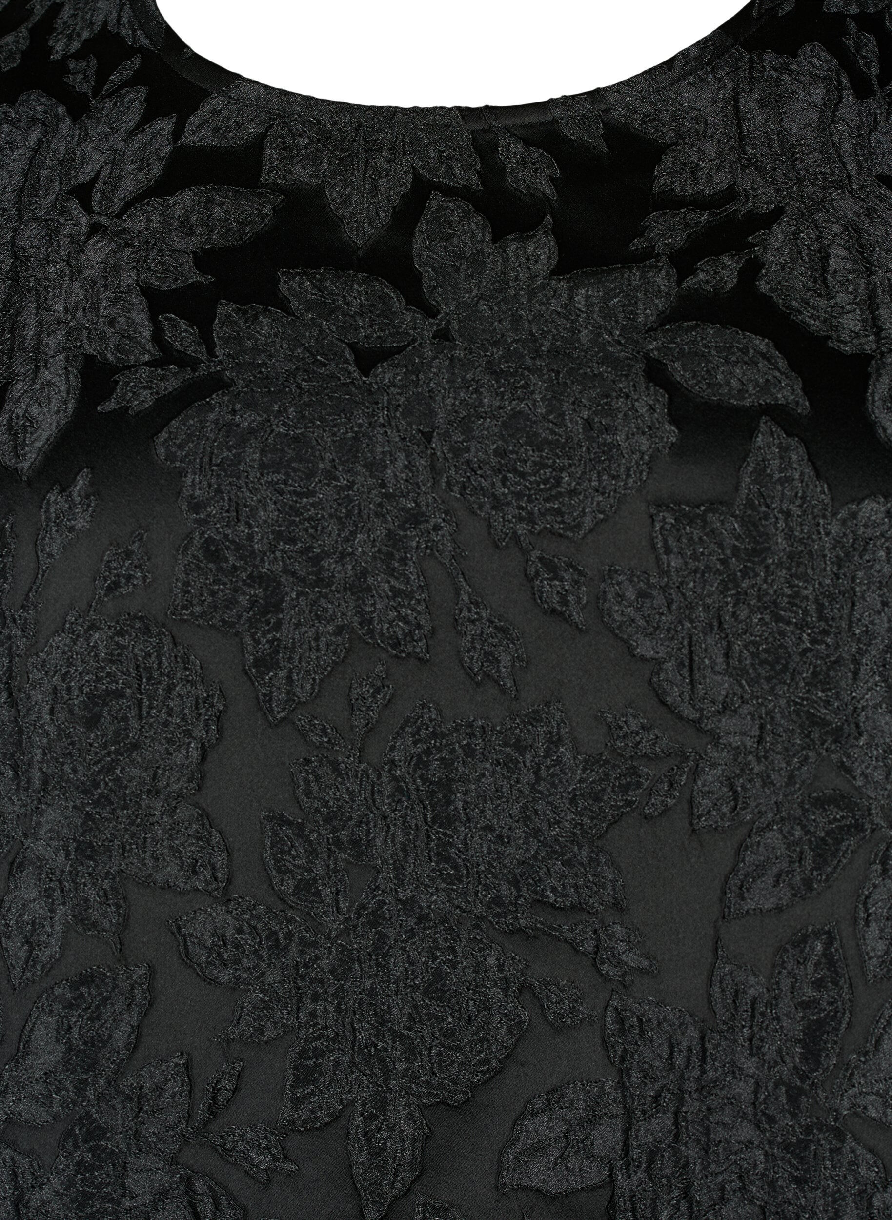 Zizzi Bluse i jacquard med 3/4 &aelig;rmer, Black, Packshot image number 2