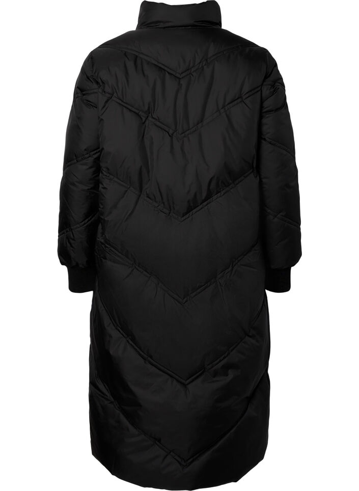 Lang puffer vinterjakke, Black, Packshot image number 1