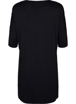 Jerseykjole  i viskose med 3/4 ærmer, Black, Packshot image number 1