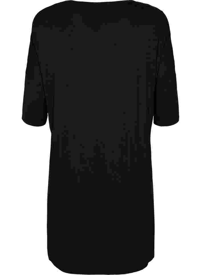Jerseykjole  i viskose med 3/4 ærmer, Black, Packshot image number 1
