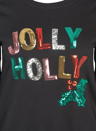 Jule sweatshirt med pailletter, Black, Packshot image number 2