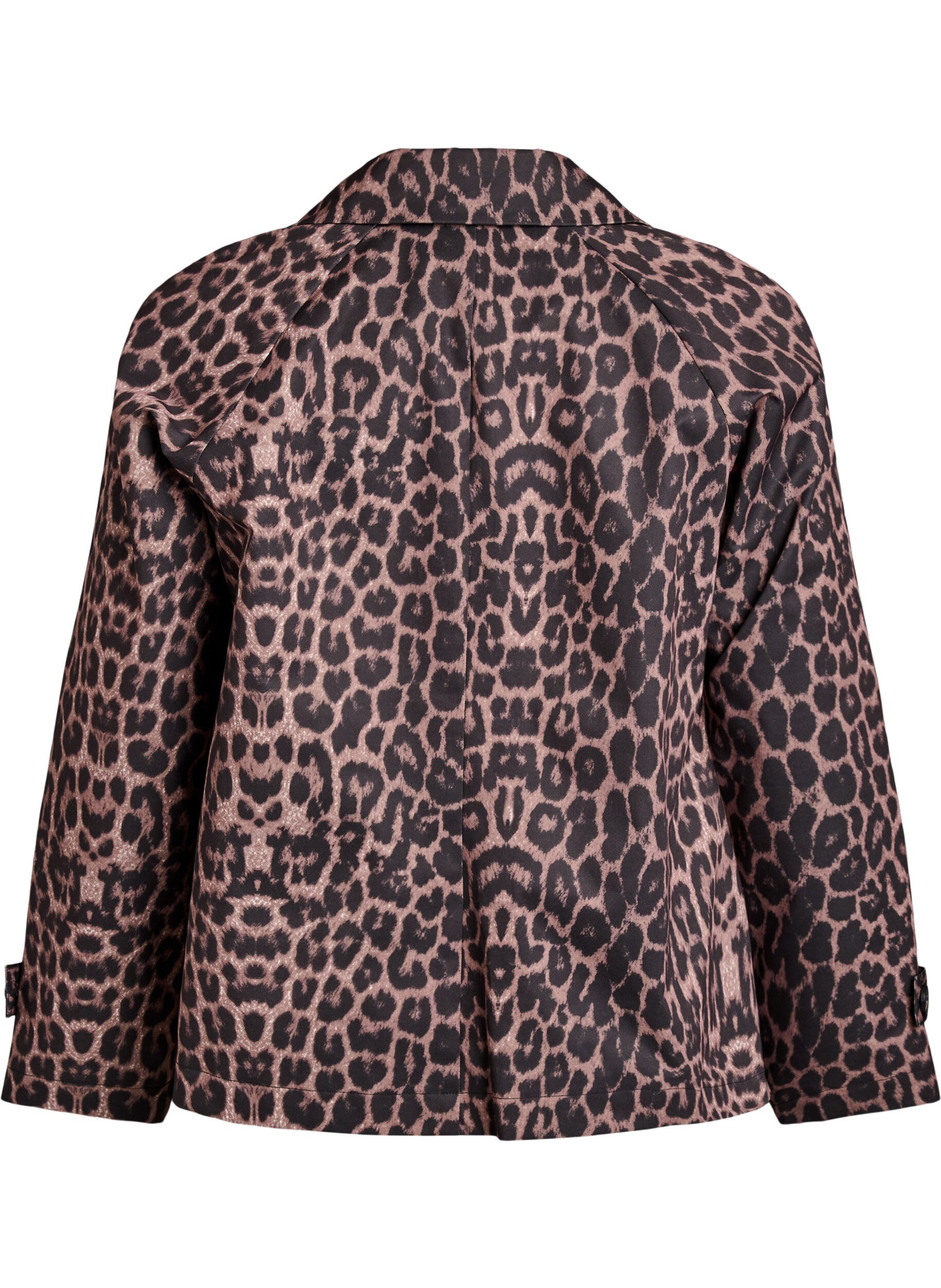 Zizzi Dobbeltradet blazerjakke med leopardprint, Brun, Packshot image number 1