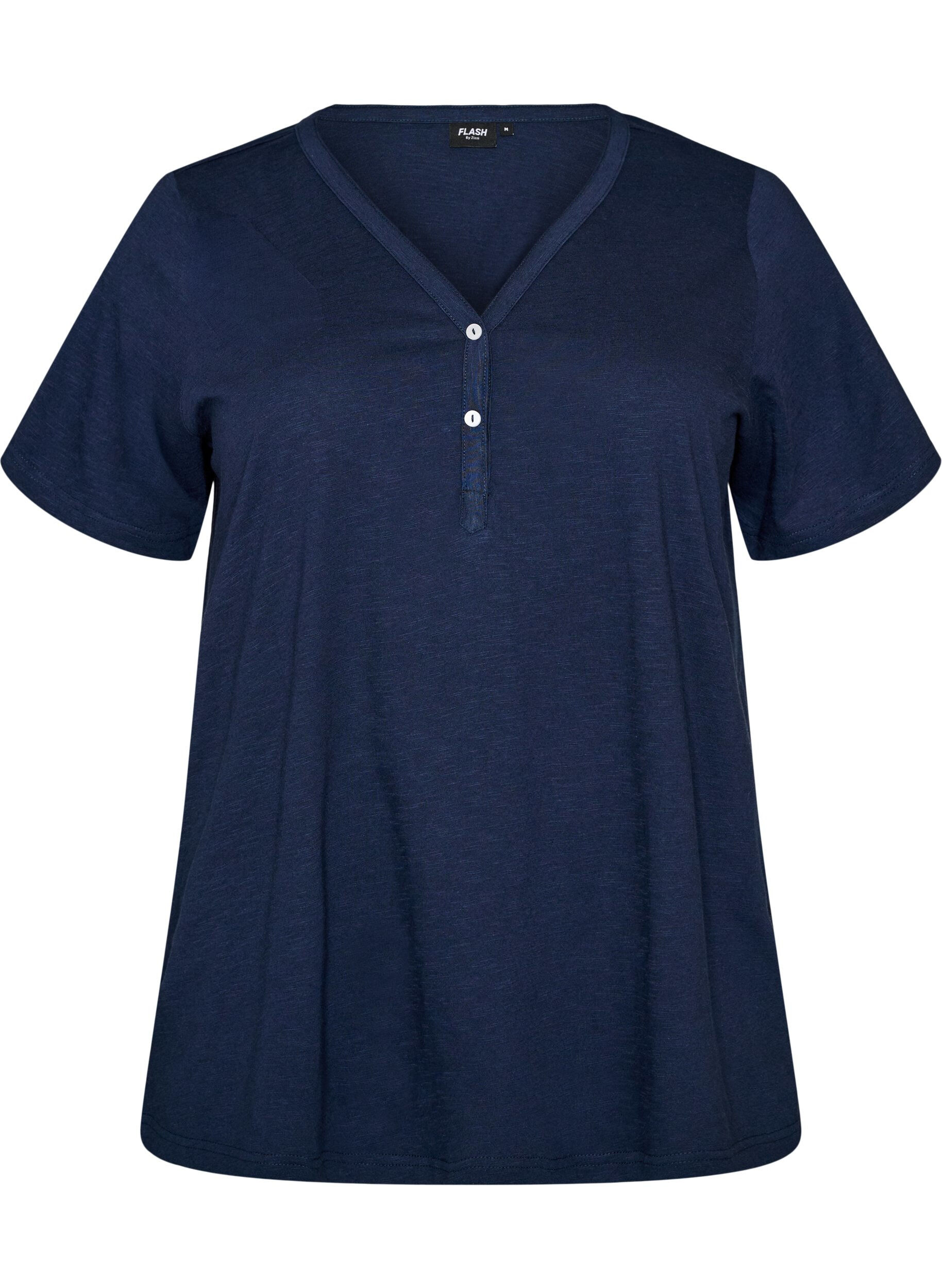 ZizziT-shirt med knapdetalje, Bl&aring;, Packshot image number 0