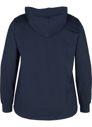 Sweatshirt med hætte og snøre i bunden, Navy Blazer, Packshot image number 1