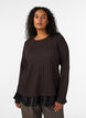 Struktureret bluse med fl&aelig;sekant, Brun, Model image number 0