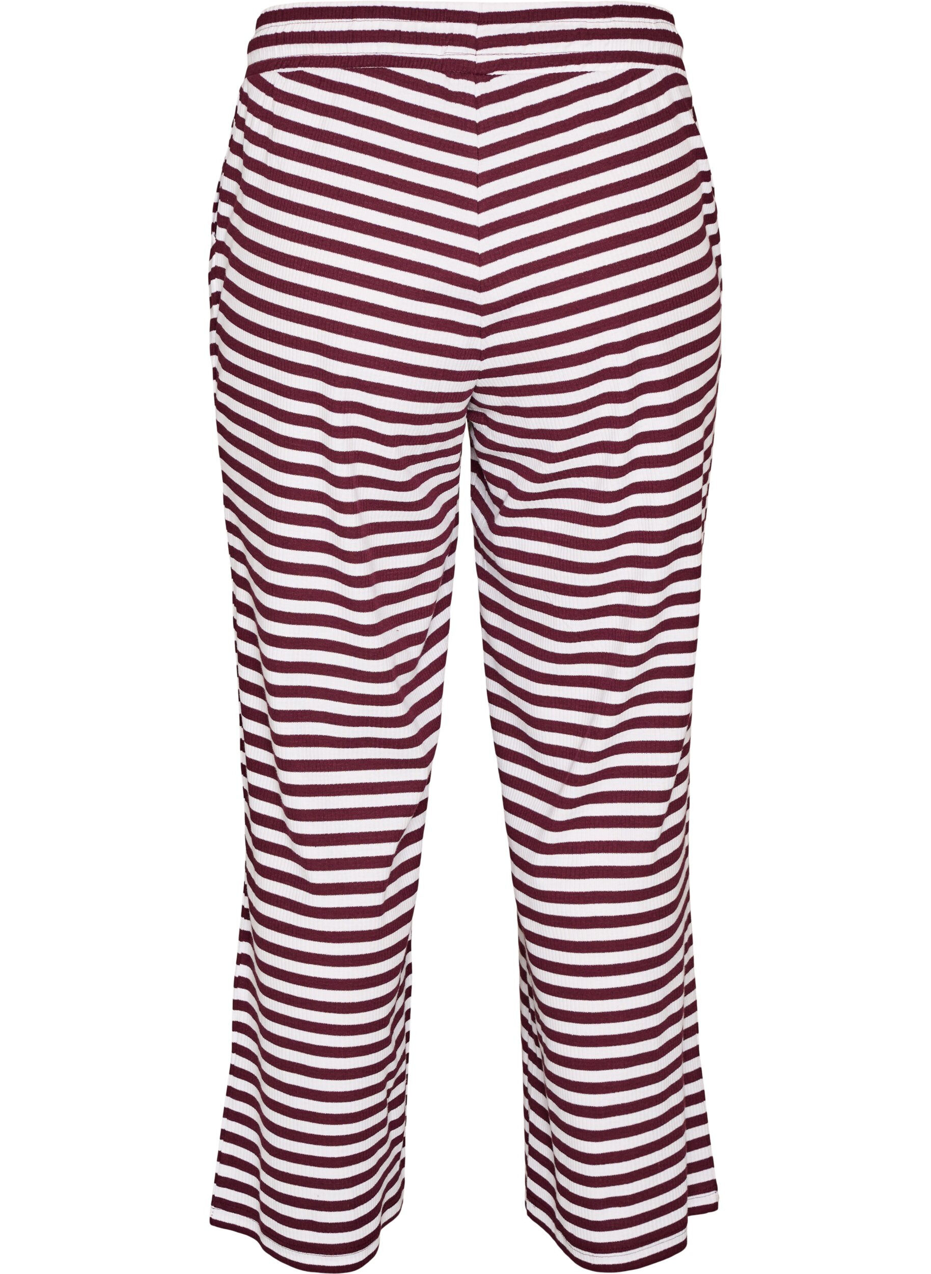 ZizziStribede natbukser med h&oslash;j talje og brede ben, R&oslash;d, Packshot image number 1
