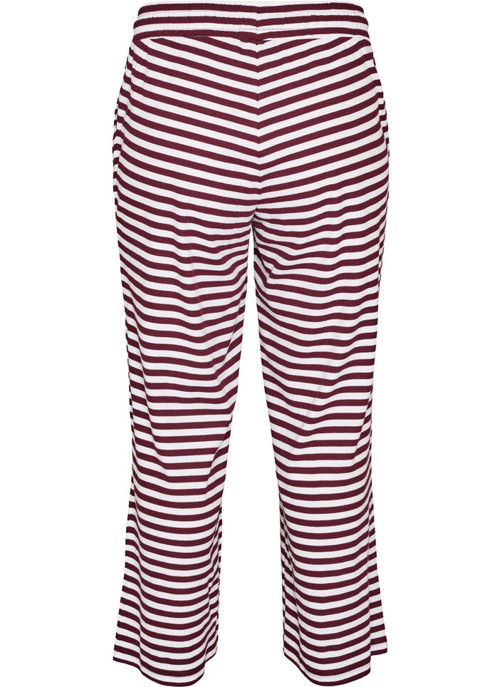 Stribede natbukser med h&oslash;j talje og brede ben, R&oslash;d, Packshot image number 1