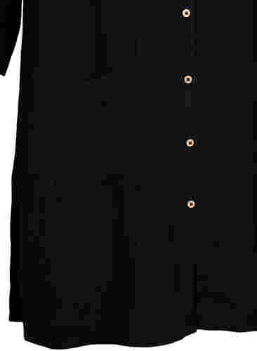 Lang viskoseskjorte med lommer og 3/4 ærmer, Black, Packshot image number 3