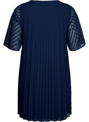 Kortærmet kjole med struktur, Navy Blazer, Packshot image number 1