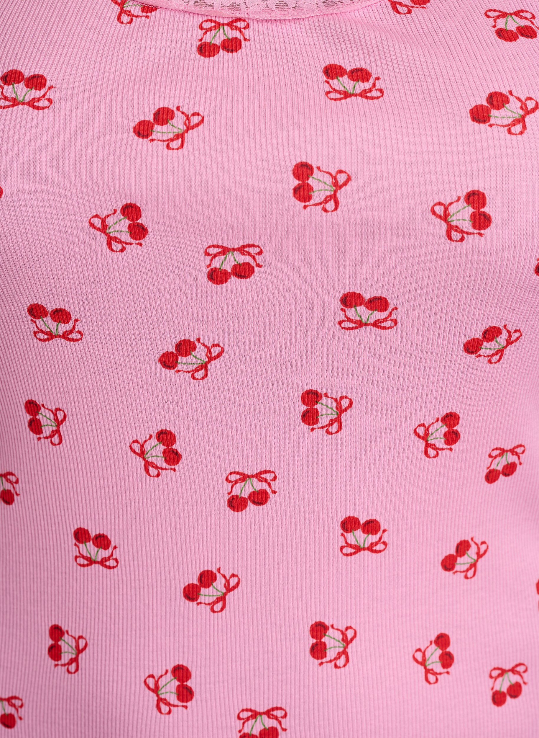 Zizzi Top med print og blondekant, Lyser&oslash;d, Packshot image number 2