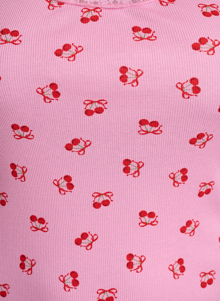 Top med print og blondekant, Lyser&oslash;d, Packshot image number 2