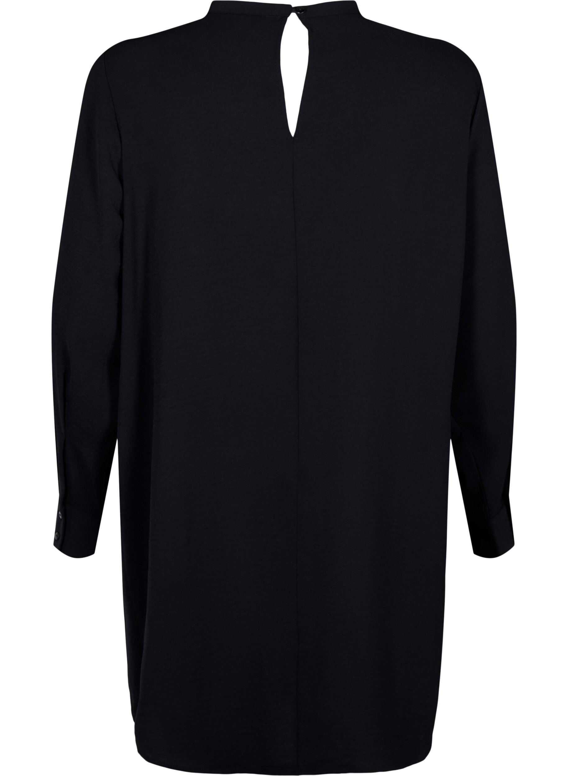 Zizzi Kort kjole med blondedetalje, Black, Packshot image number 1