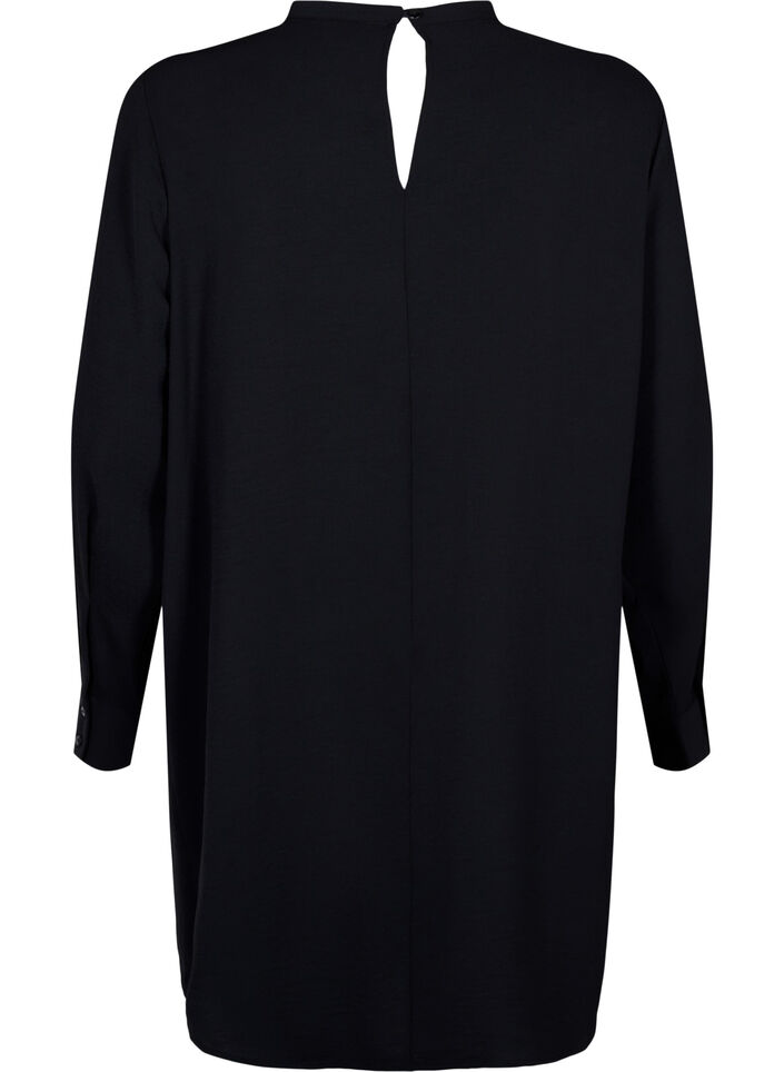 Kort kjole med blondedetalje, Black, Packshot image number 1