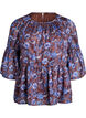 Blomstret bluse med fl&aelig;se&aelig;rmer, Brun, Packshot image number 0