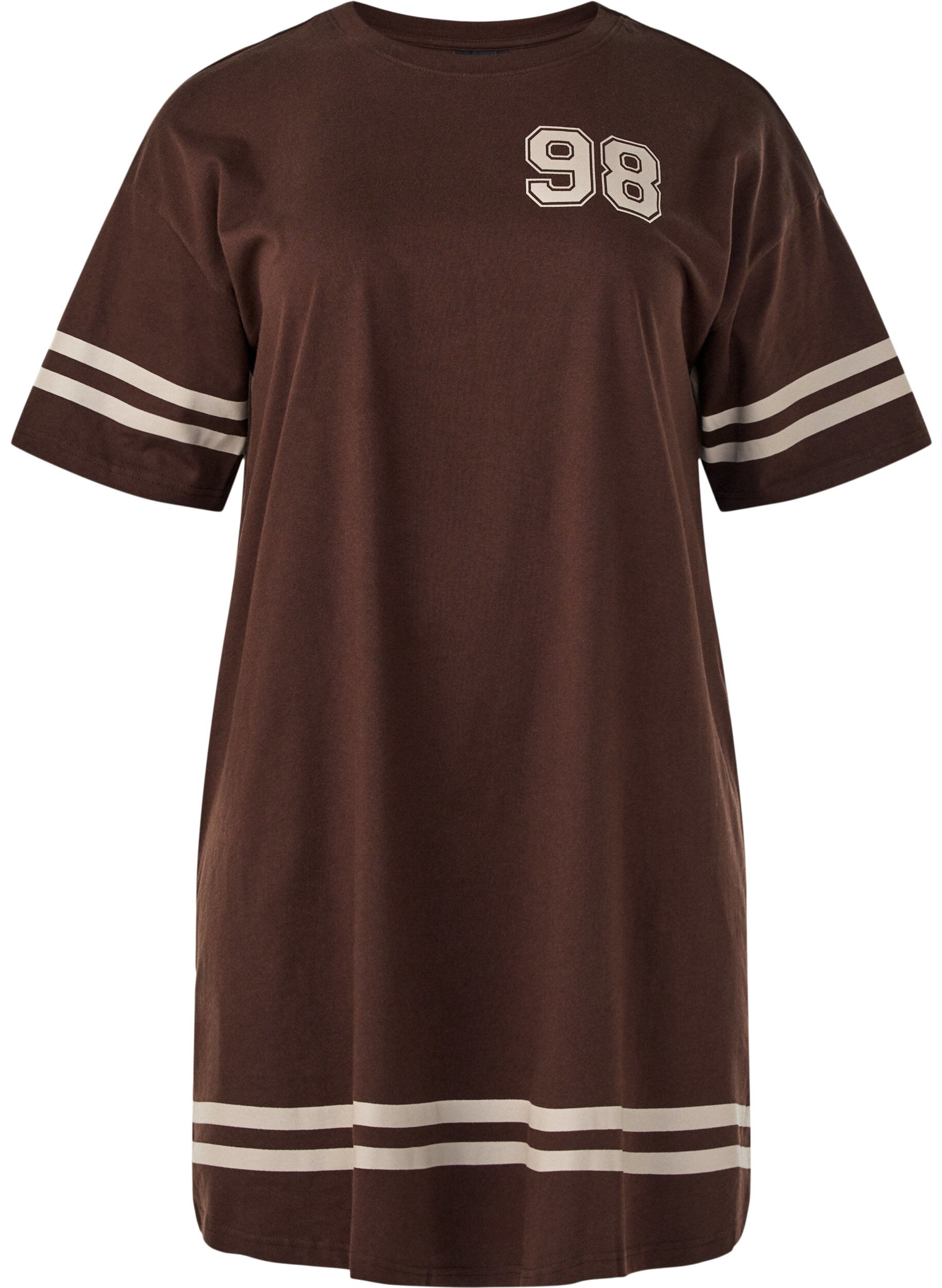 ZizziKort t-shirtkjole med sporty detaljer, Brun, Packshot image number 0