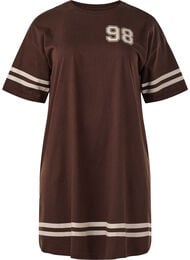 Kort t-shirtkjole med sporty detaljer, Brun