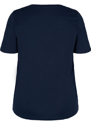 T-shirt i økologisk bomuld med v-udskæring, Navy Blazer, Packshot image number 1