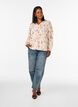 Blomstret bluse i h&oslash;r og viskose med lange &aelig;rmer, Vanilla, Model image number 1