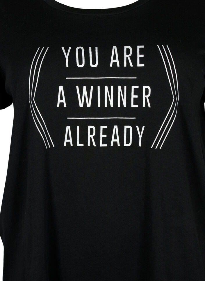 Trænings t-shirt med print, Black w. Winner, Packshot image number 2