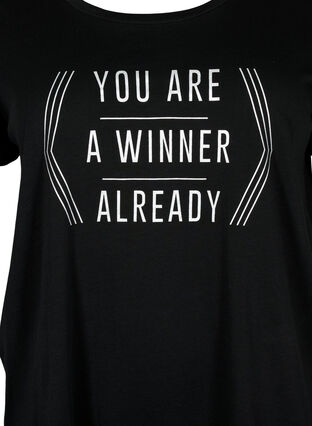 Trænings t-shirt med print, Black w. Winner, Packshot image number 2