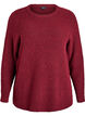 Meleret strikbluse med rund hals, R&oslash;d, Packshot image number 0