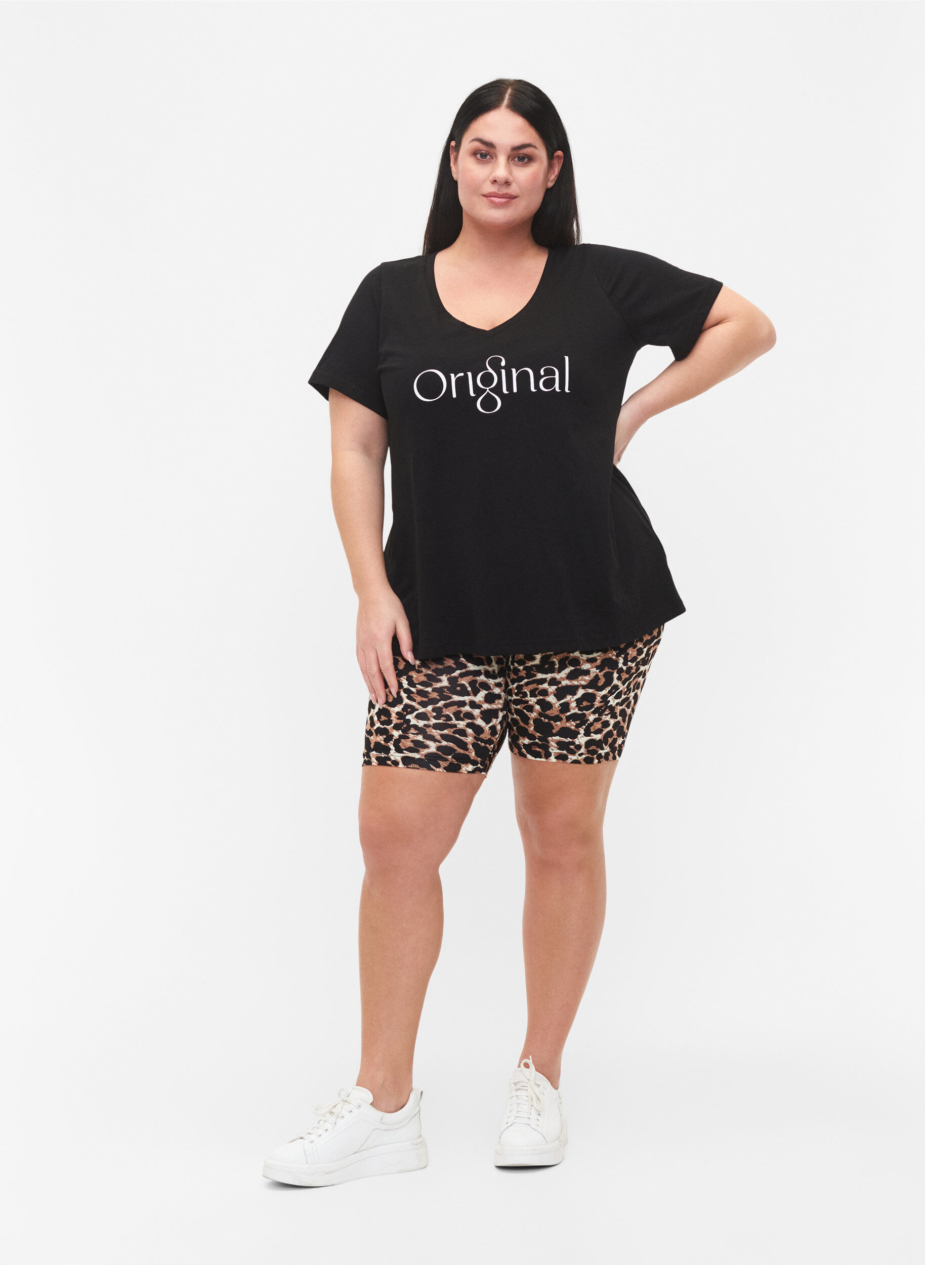 Zizzi 2-pak cykelshorts, Sort, Model image number 1