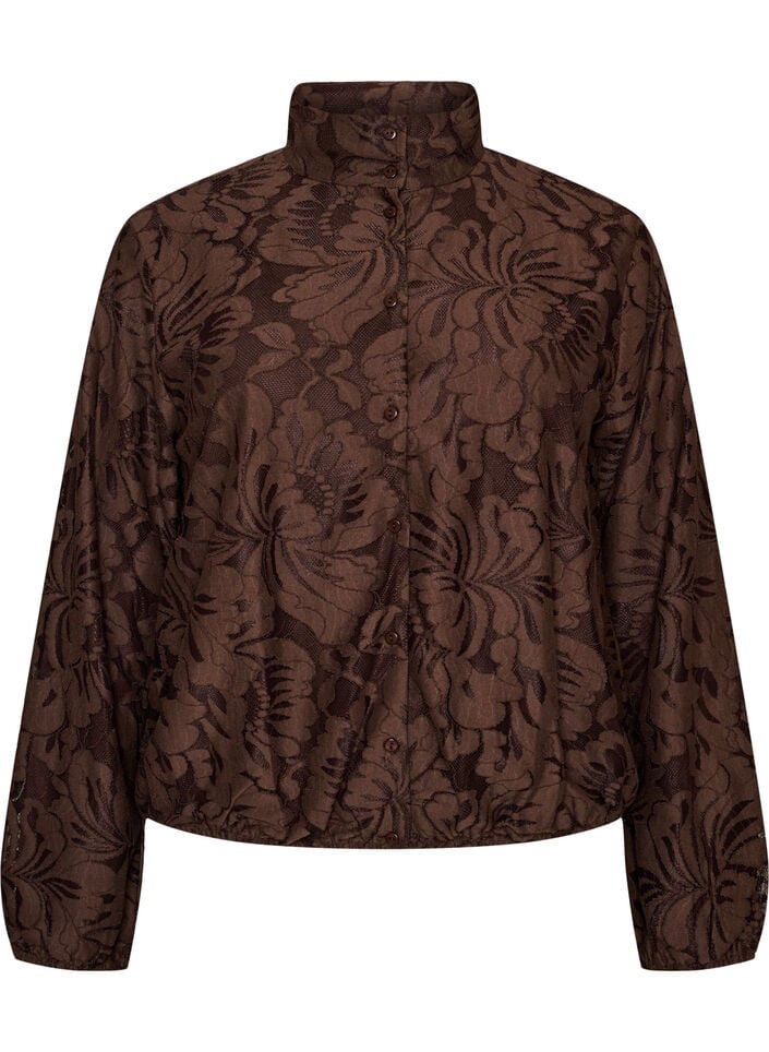 Bomberjakke med blomsterjacquard, Brun, Packshot image number 0