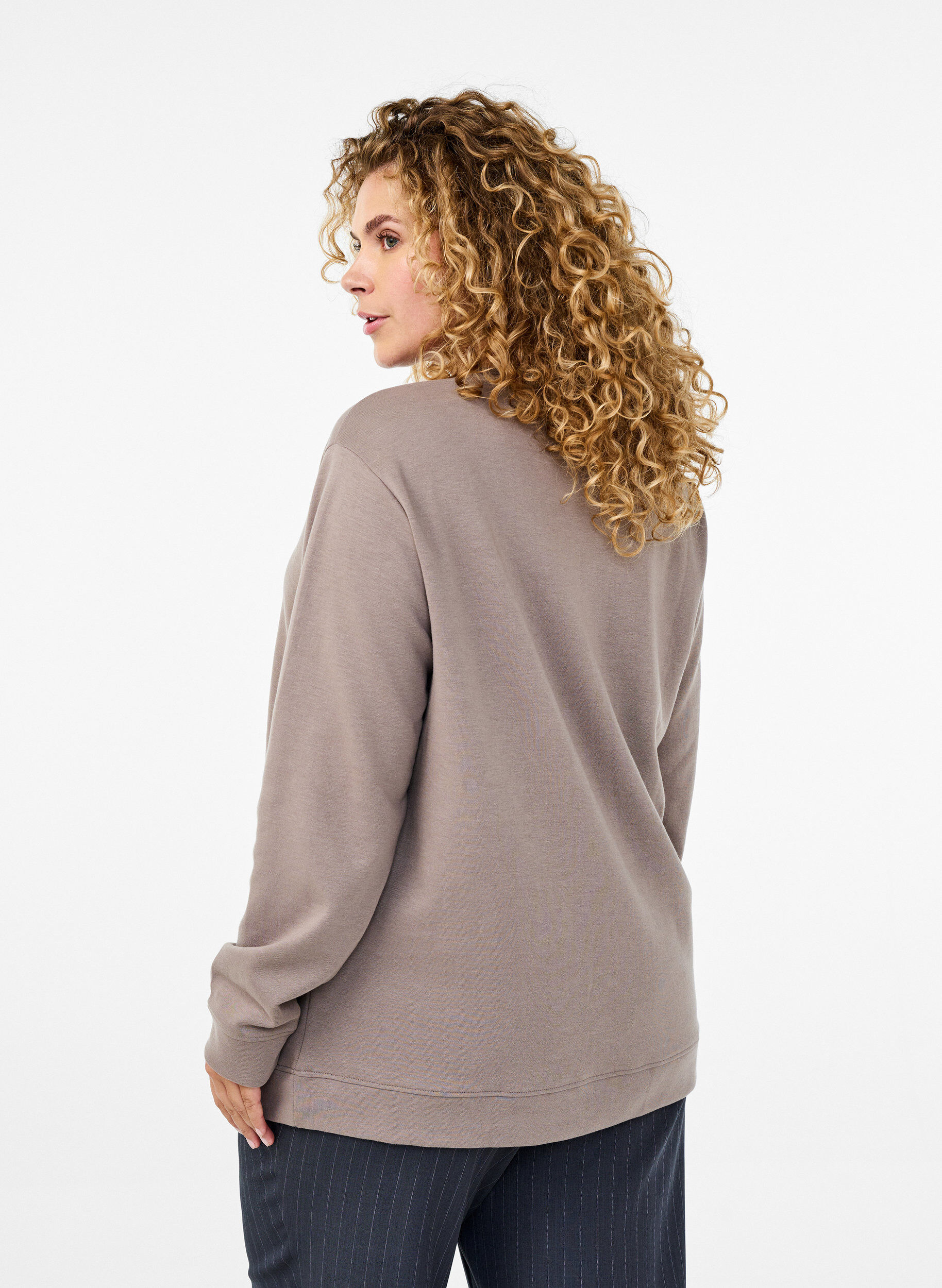 Zizzi FLASH - Sweatshirt med rund hals , Beige, Model image number 2