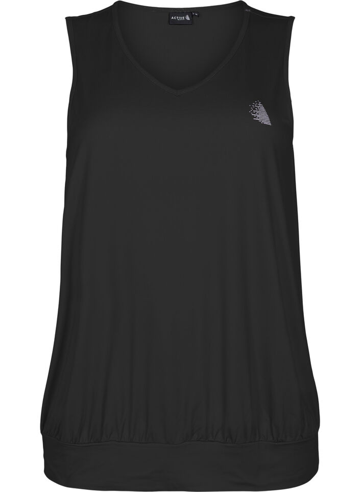 Ærmeløs træningstop med balloon fit, Black, Packshot image number 0