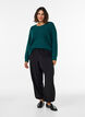 Strikbluse med struktureret hulm&oslash;nster, Gr&oslash;n, Model image number 1