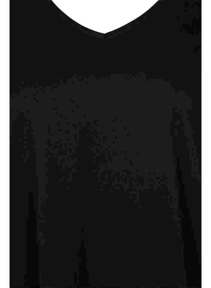 Kortærmet bomuldskjole med a-shape, Black, Packshot image number 2